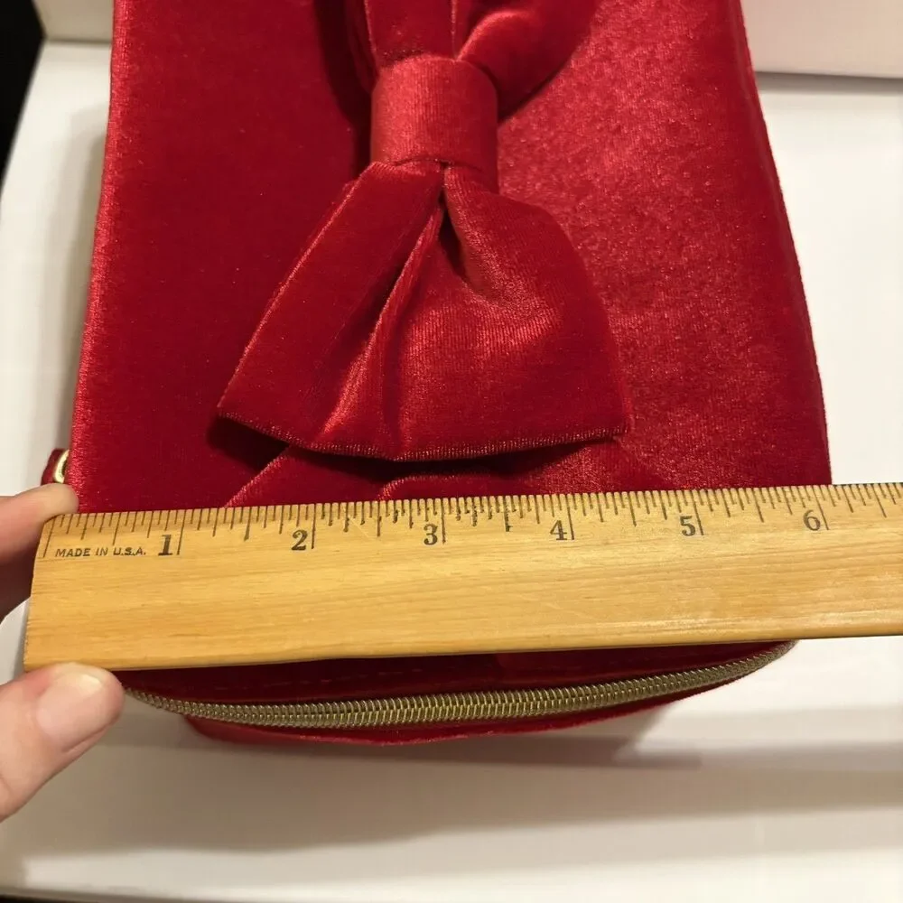 Estée Lauder Red Bow Train Case Empty Holiday 2024 Soft Velvet Makeup Gift Box